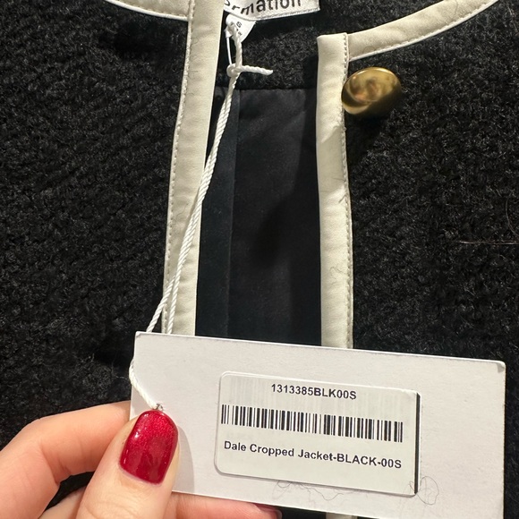 Reformation Dale Cropped Jacket Black in size SMALL - Picture 3 of 5
